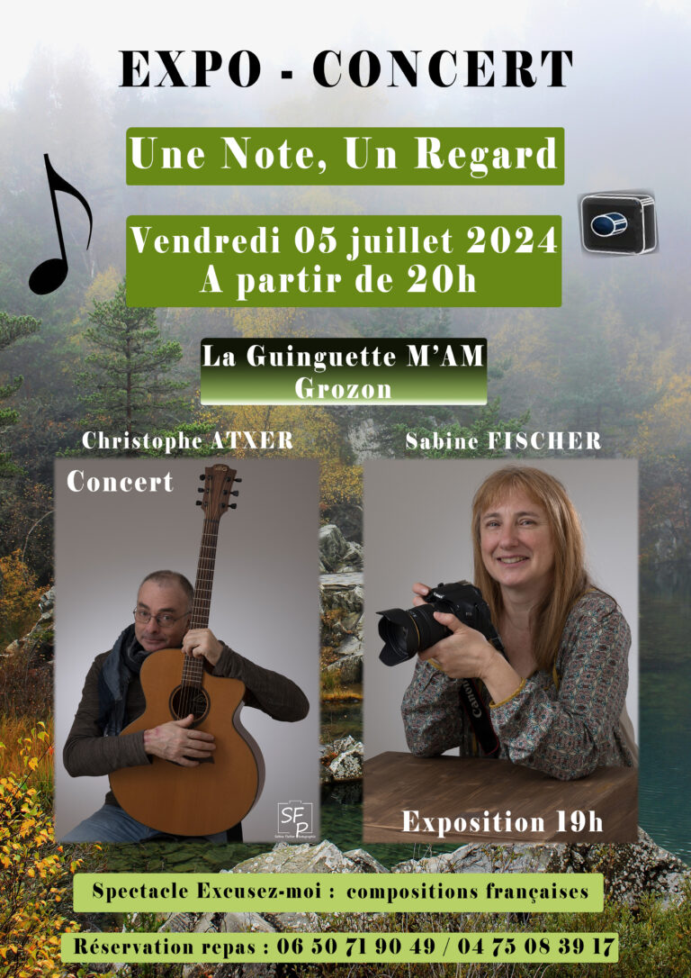 Expo-Concert à La Guinguette M'AM, à Grozon avec le duo "Une Note, Un Regard"